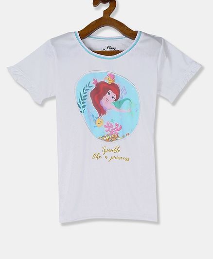 Colt Half Sleeves Little Mermaid Print T-Shirt - White