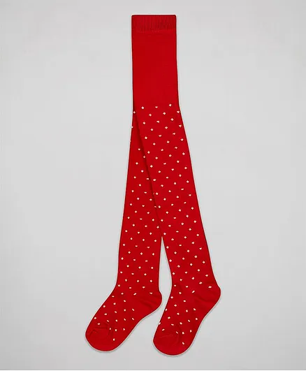 The Sandbox Clothing Co Polka Dotted Stockings - Red