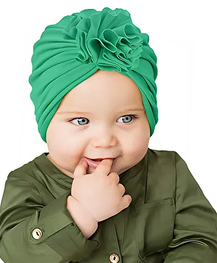 Syga Turban Flower Style Photography Cap Green - Circumference 36 to 55 cm