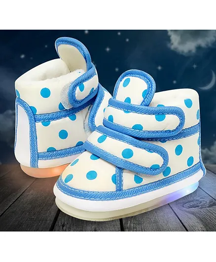 Chiu Dots Print LED Light Chu Chu Musical Sound Booties - Sky Blue
