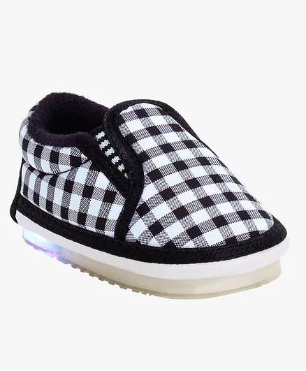 Chiu Checked LED Light Chu Chu Musical Sound Booties - Black