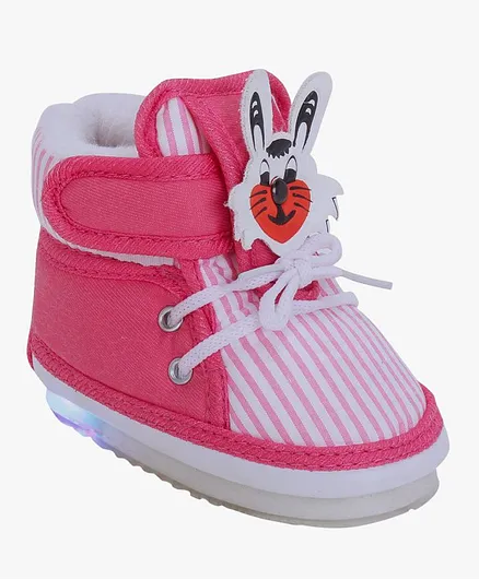 Chiu Striped LED Booties With Chu Chu Musical Sound - Pink