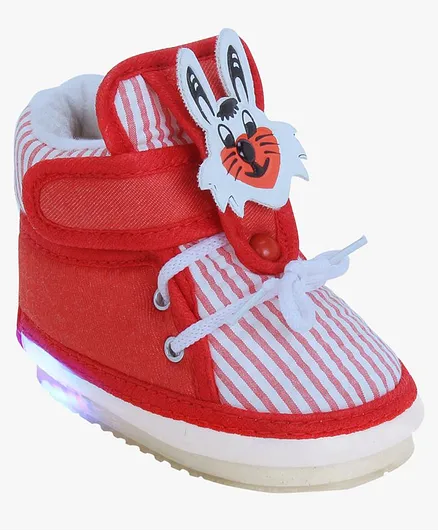 Chiu Striped LED Booties With Chu Chu Musical Sound - Red