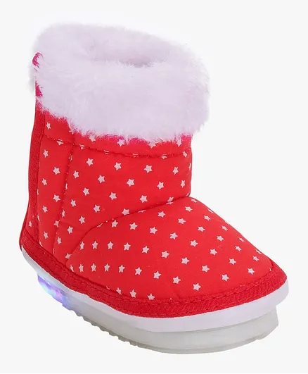 Chiu Dots Print LED Booties With Chu Chu Musical Sound - Bright Red