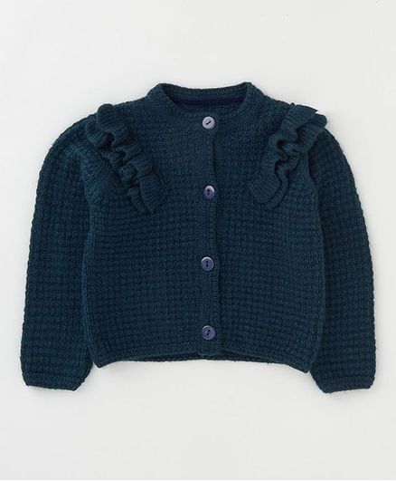 Angel & Rocket Full Sleeves Frill Cardigan - Navy Blue