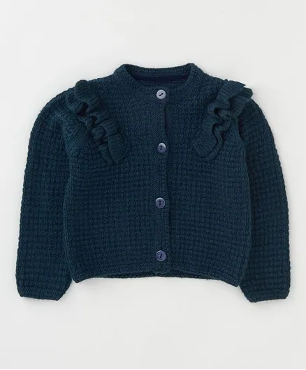 Angel & Rocket Full Sleeves Frill Cardigan - Navy Blue
