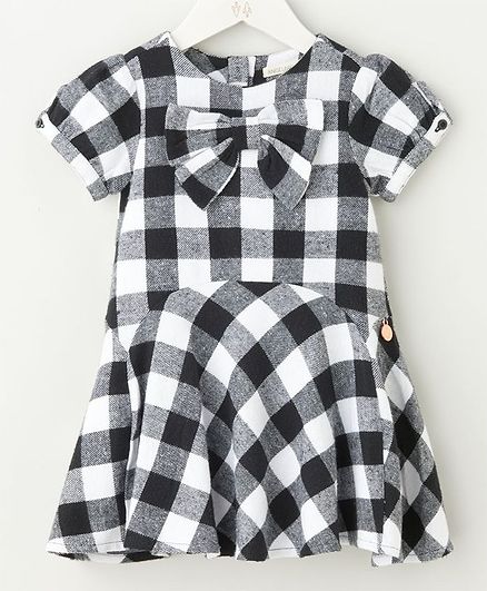 Angel & Rocket Short Sleeves Checked Dress - Black