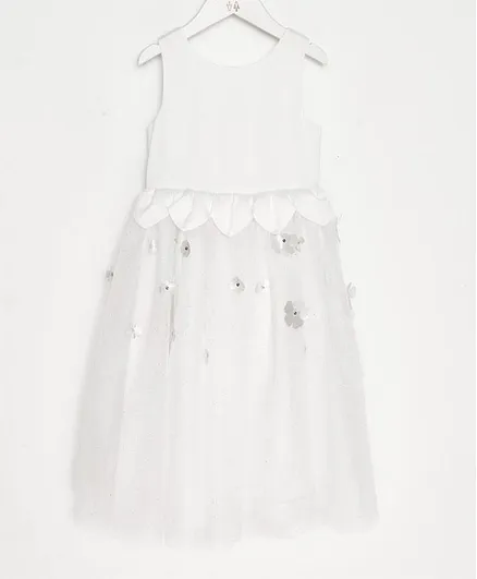 Angel & Rocket Sleeveless Petals Design Dress - White