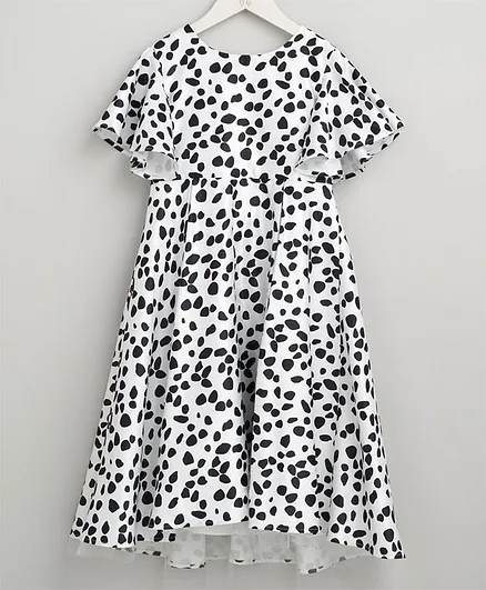 Angel & Rocket Short Sleeves Dalmation Print Dress - Black