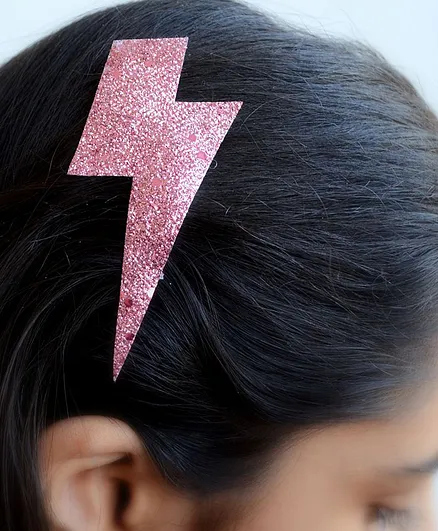 Pretty Ponytails Lightning Bolt Glitter Hair Clip - Pink