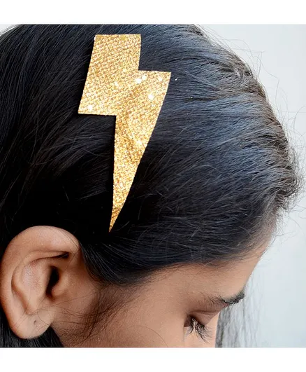 Pretty Ponytails Lightning Bolt Glitter Hair Clip - Golden