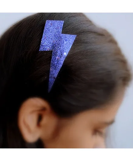 Pretty Ponytails Lightning Bolt Glitter Hair Clip - Navy Blue