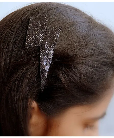 Pretty Ponytails Lightning Bolt Glitter Hair Clip - Black