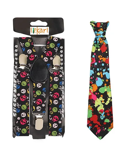 Tiekart Flag Design Suspenders With Tie - Multi Colour