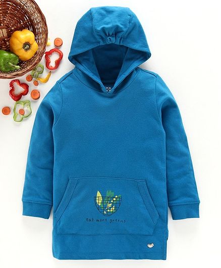 Ed-a-Mamma Full Sleeves Print Detailing Hoodie - Blue