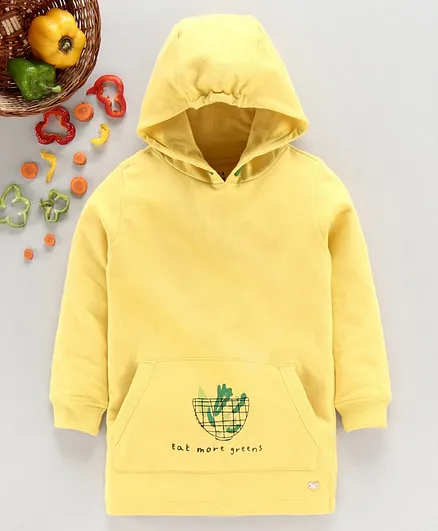 Ed-a-Mamma Full Sleeves Print Detailing Hoodie - Yellow