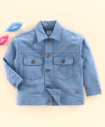 Ed-A-Mamma Full Sleeves Solid Colour Jacket - Blue