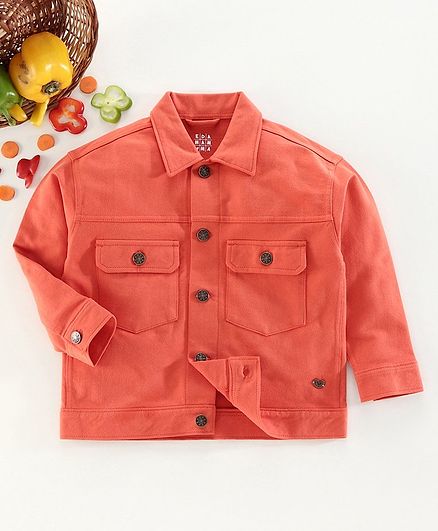 Ed-A-Mamma Full Sleeves Solid Colour Jacket - Orange