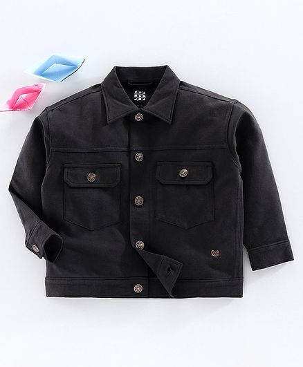 Ed-a-Mamma Full Sleeves Solid Knit Jacket - Black