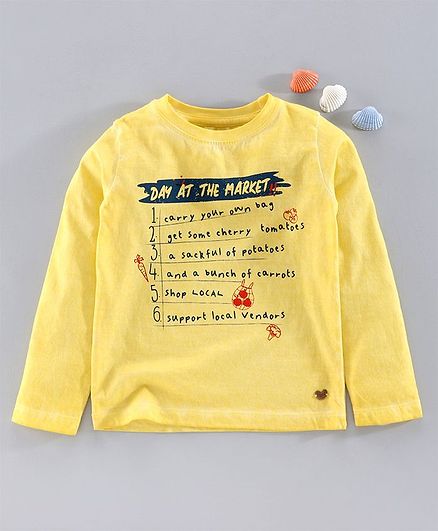 Ed-A-Mamma Full Sleeves Checklist Printed Tee - Yellow
