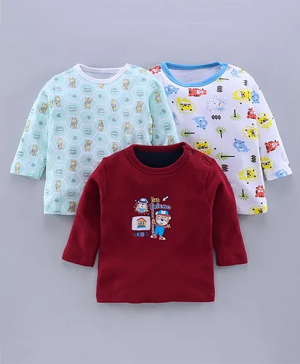 Kidi Wav Full Sleeves Printed Pack Of 3 Tees - Multi Color