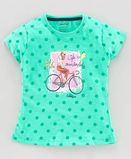 Cucu Fun Short Sleeves Top Music Print - Green
