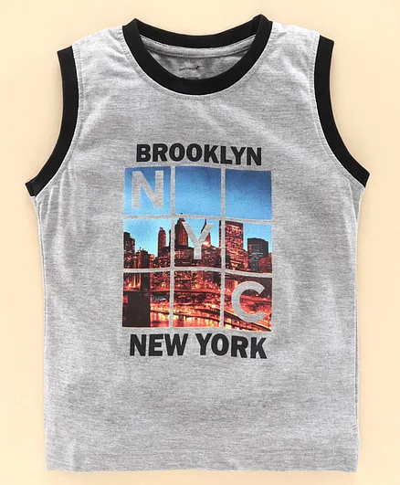 Cucu Fun Sleeveless Tee Brooklyn Print - Grey