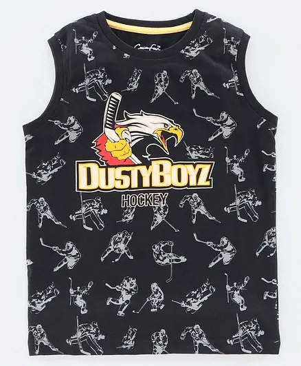 Cucu Fun Sleeveless Tee Hockey Print - Black