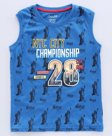 Cucu Fun Sleeveless Tee New York City Print - Blue