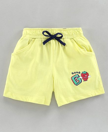 Cucu Fun Cotton Shorts Text Print - Yellow