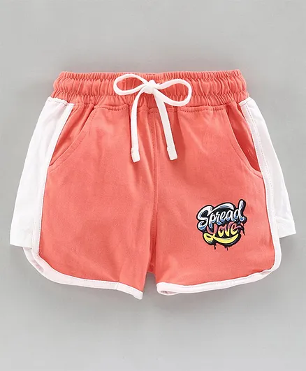 Cucu Fun Cotton Shorts Text Print - Orange