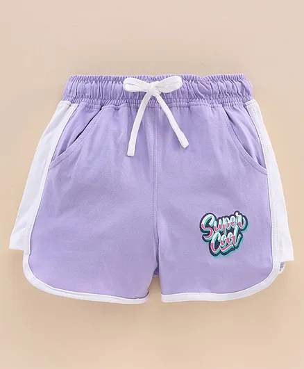 Cucu Fun Cotton Shorts Text Print - Lavender