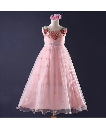 Mark & Mia Sleeveless Dress Floral Embroidery - Pink
