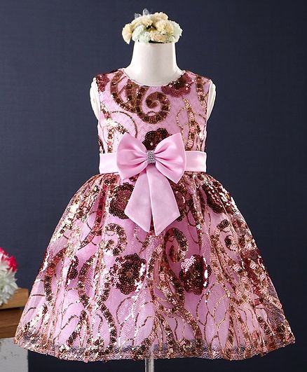 Mark & Mia Sleeveless Party Frock Sequin Detail - Pink