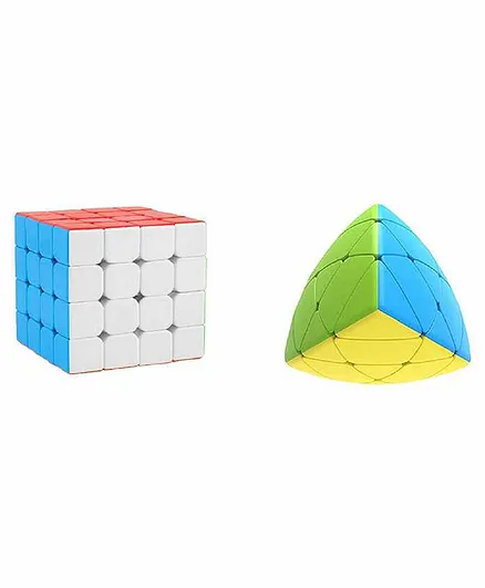VWorld High Speed Stickerless Square & Triangle Rubik's Cubes Pack of 2 - Multicolour