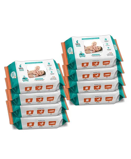 Buddsbuddy Combo of 8 Skincare Baby Wet Wipes With Aloe Vera- 72 Pieces