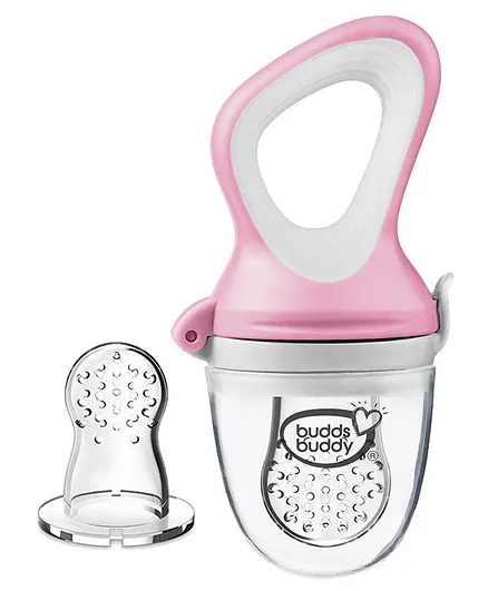 Buddsbuddy 2 Stage Fruit And Food Nibbler With Extra Teat - Pink White