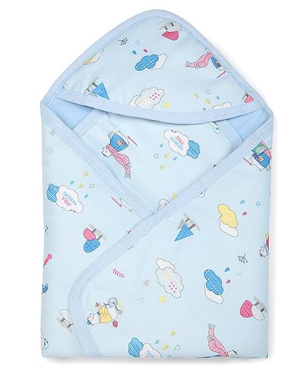 Buddsbuddy Hooded Wrapper Cloud Print - Blue