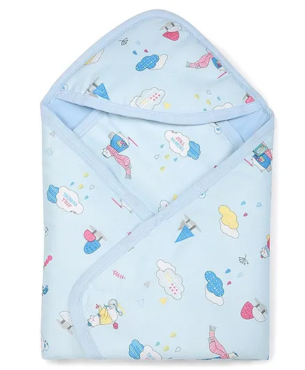 Buddsbuddy Hooded Wrapper Cloud Print - Blue
