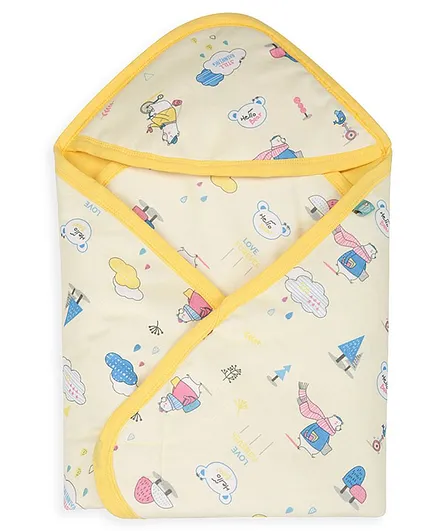 Buddsbuddy Hooded Wrapper Cloud Print - Yellow