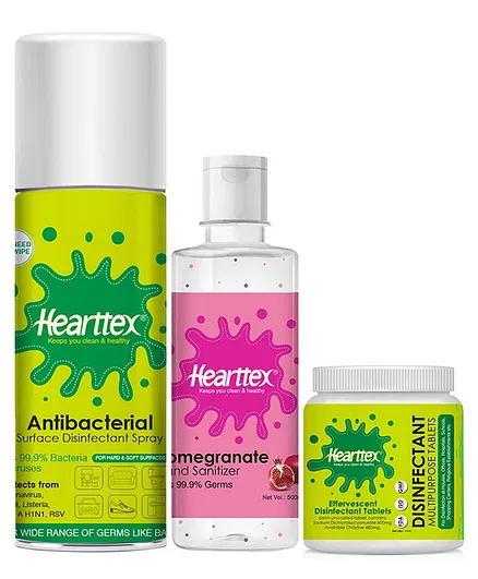 Hearttex Disinfectant Spray Sanitizer and Tablets Combo - 500 ml Each