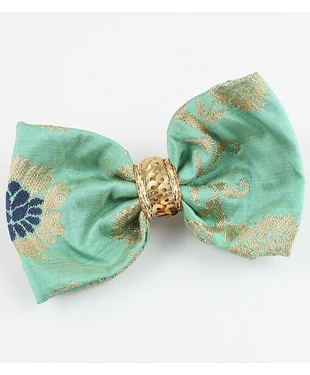 Asthetika Printed Fabric Bow Hair Clip - Green