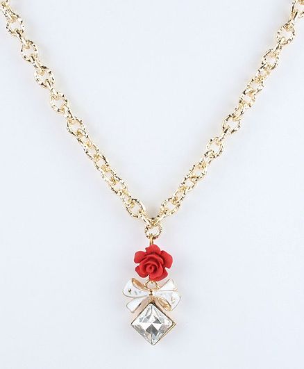 Asthetika Diamond Stone Rose Necklace - Red