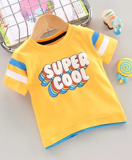 Babyhug Half Sleeves Tee Super Cool Print - Yellow