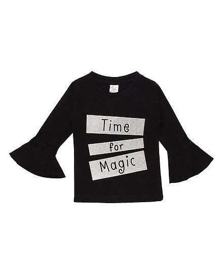 whaou Bell Full Sleeves Time For Magic Print Top - Black