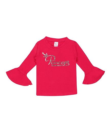 whaou Full Sleeves Princess Print Top - Dark Pink