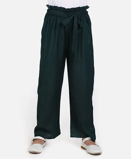 Cutiekins Solid Knot Belt Palazzo - Dark Green