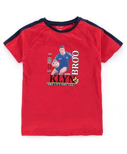 Cucu Fun Half Sleeves Tee Brooklyn Print - Red