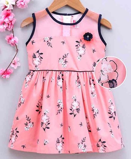 Twetoons Sleeveless Frock Floral Print - Peach