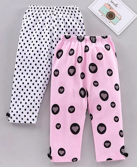 Babyhug Full Length Printed Leggings Pack of 2 - Pink White